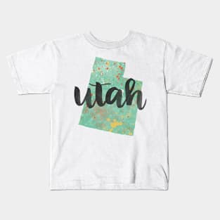 utah - calligraphy and abstract state outline Kids T-Shirt